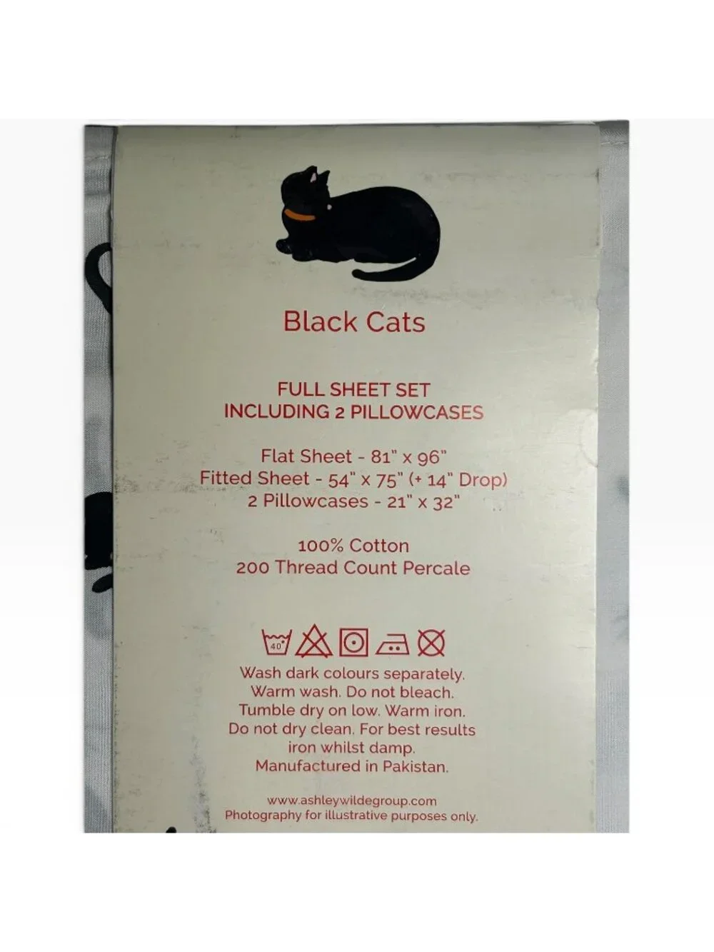 Cath Kidston Black Cats Full Sheet Set 100% Cotton Percale 4 Pc Bedding New